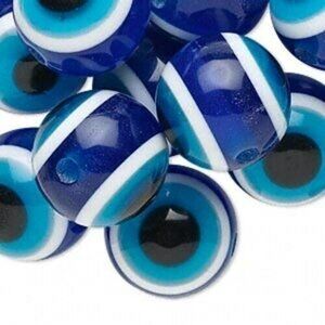 10 Cobalt Turquoise Blue Evil Eye Beads XL 18mm Round